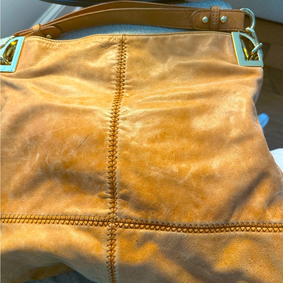 Elegant Badgley Mischka Saddle Tan Leather Shoulder Bag NOW $44 - Picture 6 of 9